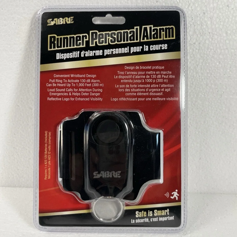 Personal runner Alarm SABRE Wrist‎ Strap 130dB Weatherproof With Reflective Logo